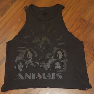 Lucky Brand Black Graphic Tank with Faded Logo